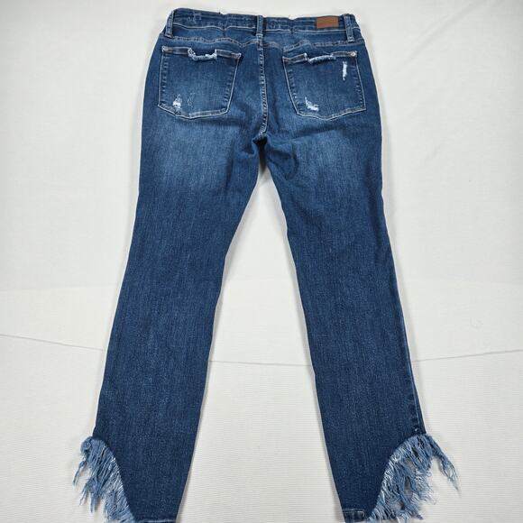 Judy Blue Mid Rise Distressed Raw Hem‎ Skinny Fit Jeans Women's Size 11/30 - Picture 7 of 7
